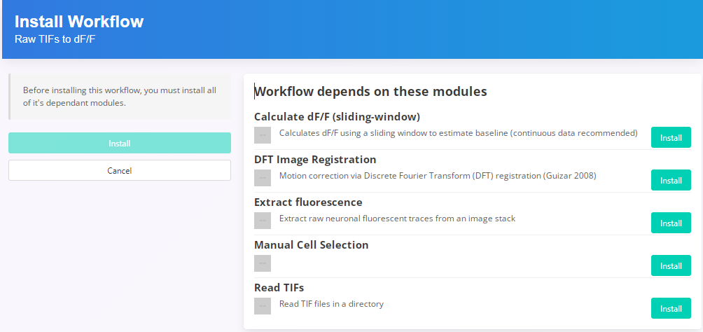 List of missing modules in workflow